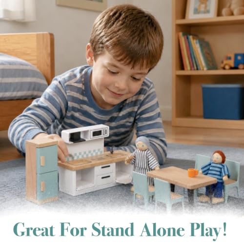 36-Piece Wooden Dollhouse Set