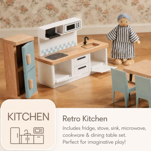 36-Piece Wooden Dollhouse Set