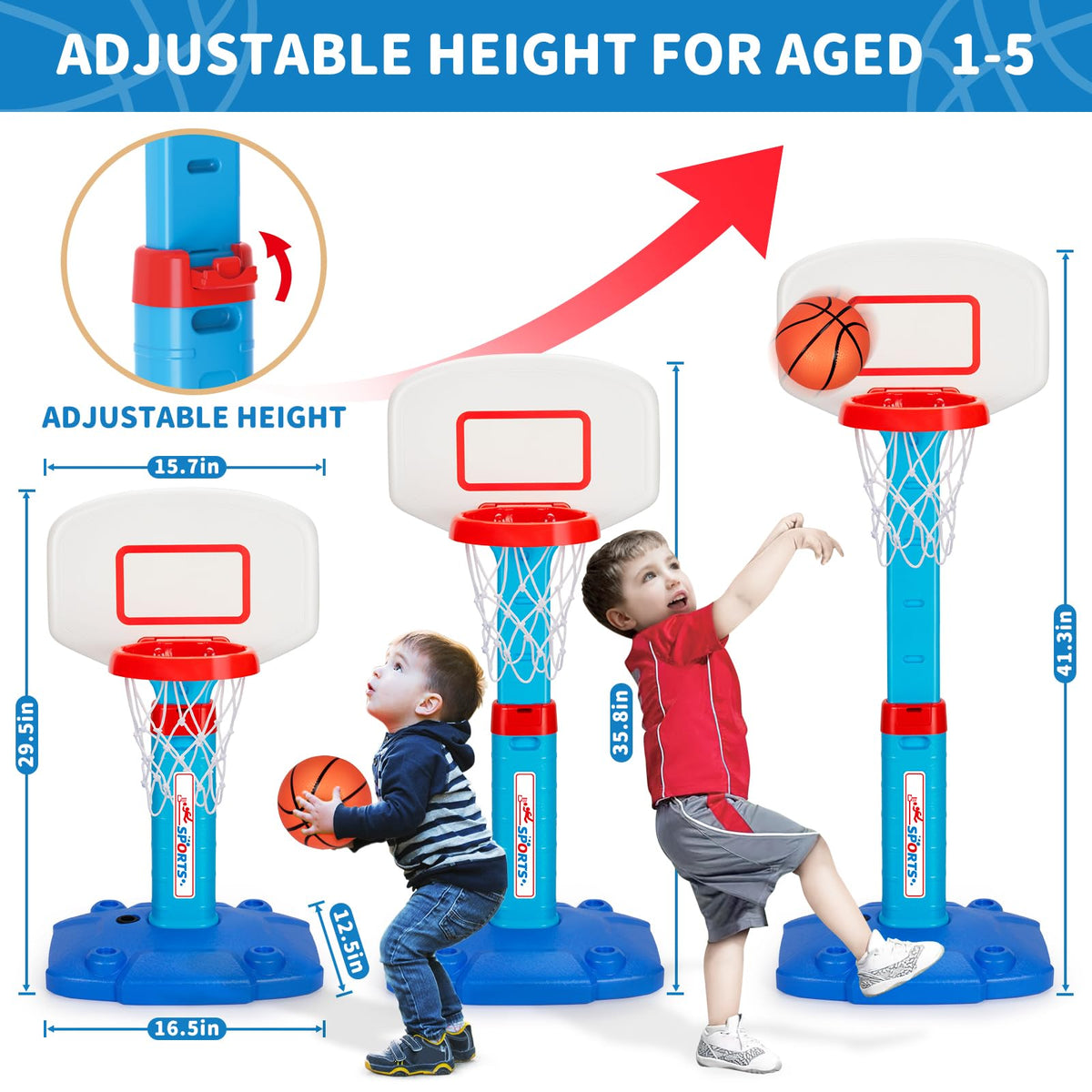 Adjustable Kids Basketball Hoop
