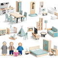 36-Piece Wooden Dollhouse Set