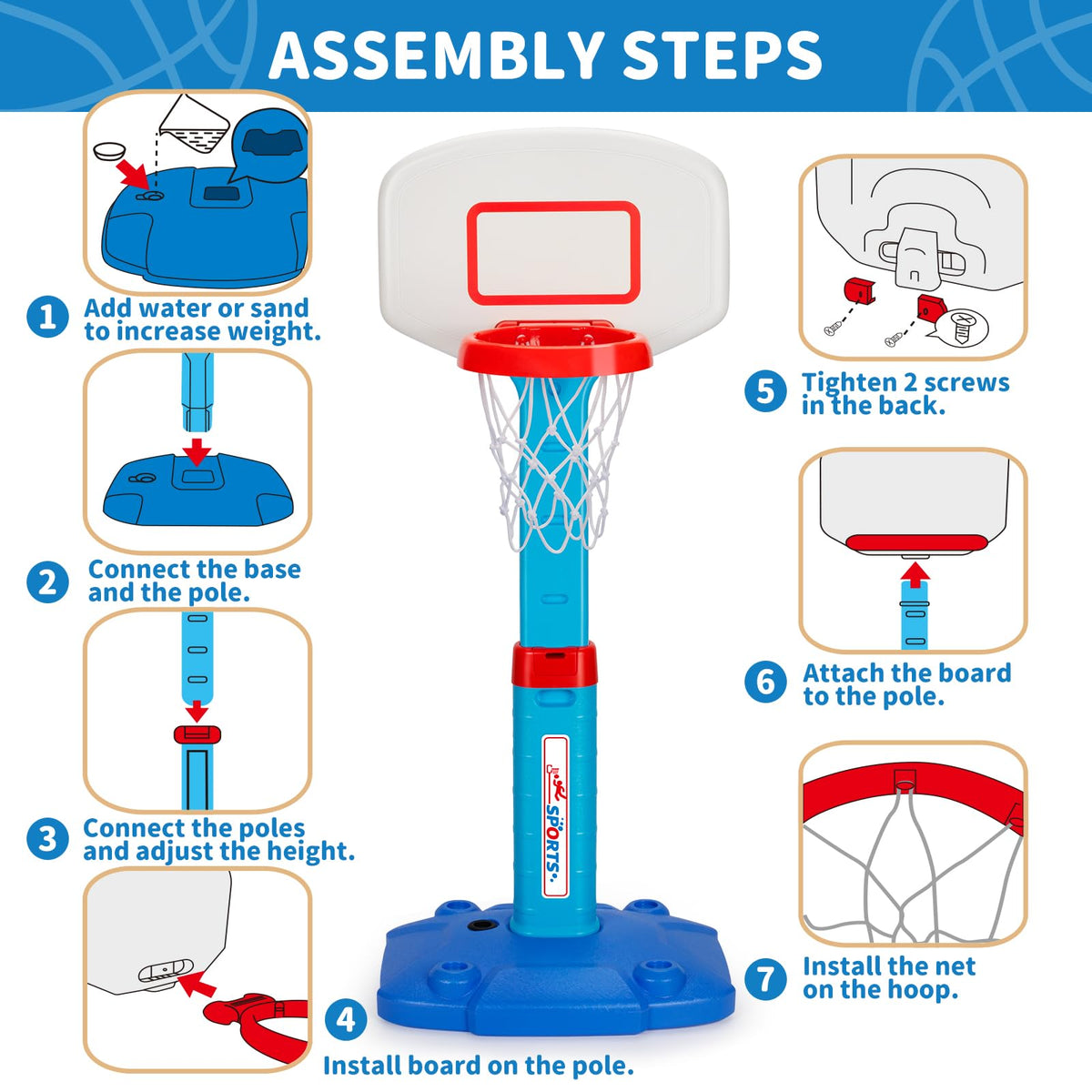 Adjustable Kids Basketball Hoop