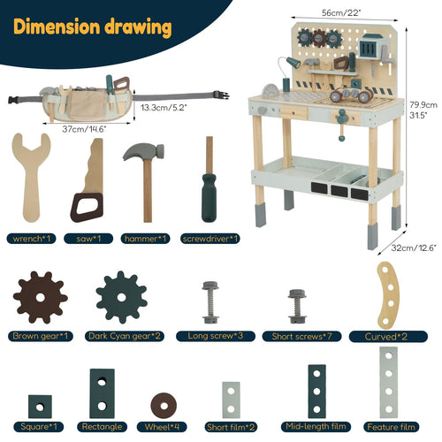 29-Piece Wooden Tool Bench