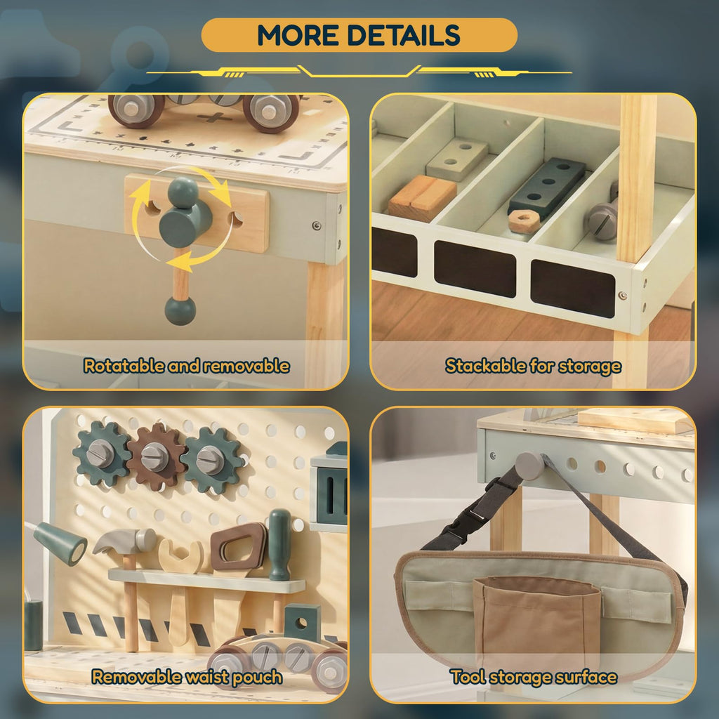 29-Piece Wooden Tool Bench