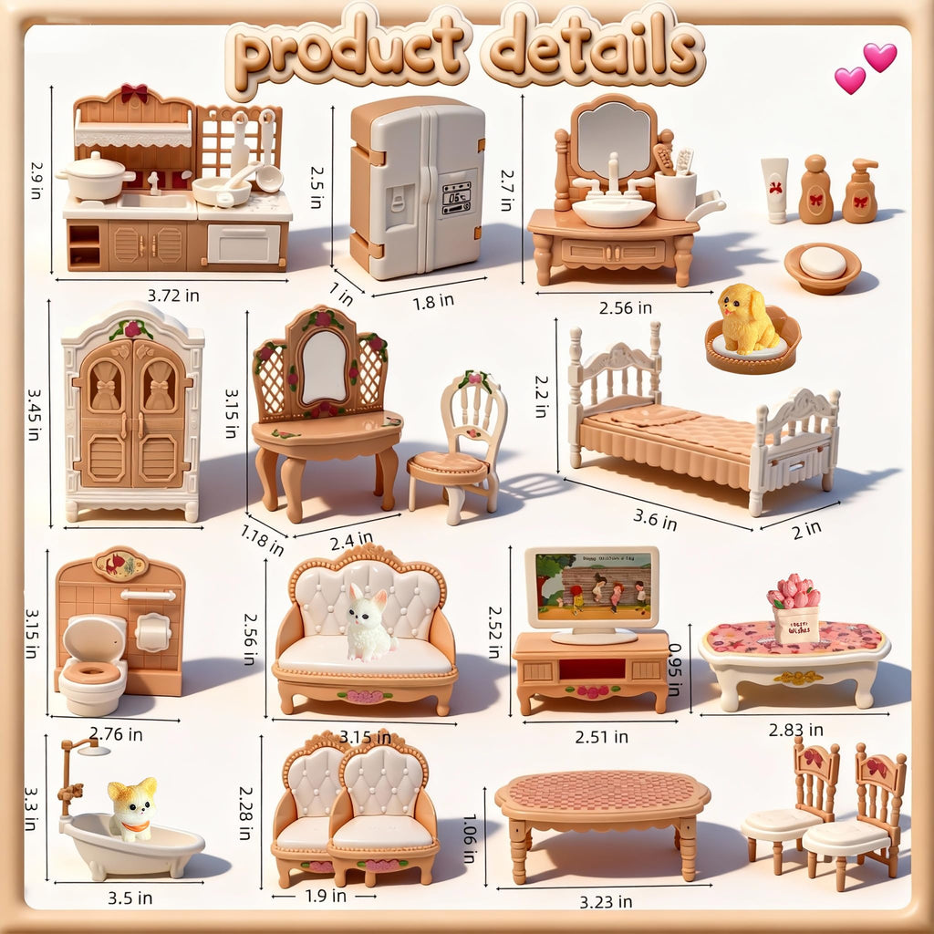 Miniature Dollhouse Furniture Set